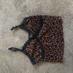 Wild Fable Animal Print Cami with Black Lace